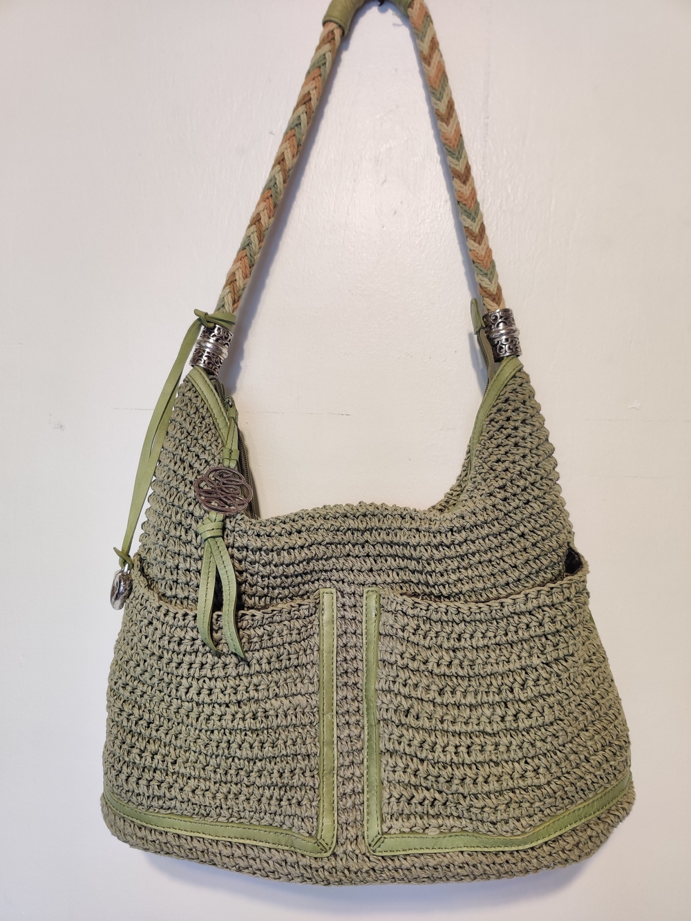 Barbados Olive Green Raffia Hobo handbag